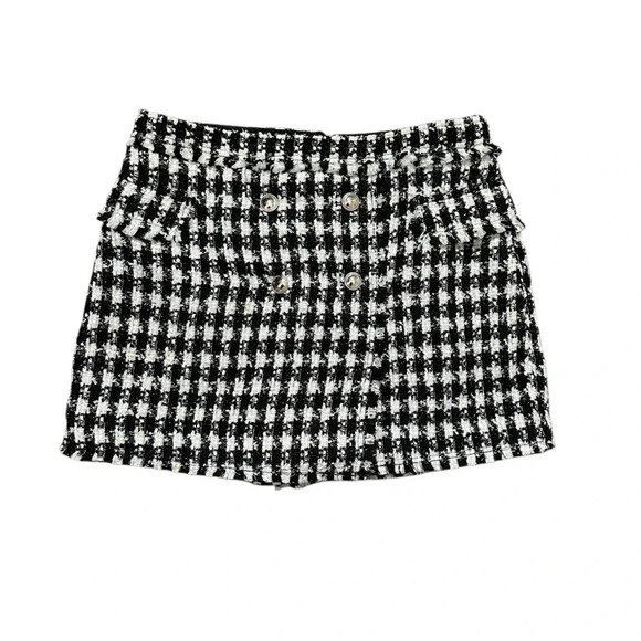 House Of Harlow 1960 Skort BlackWhite Gold Metallic Boucle Tweed Wool Blend Med. - Picture 1 of 6